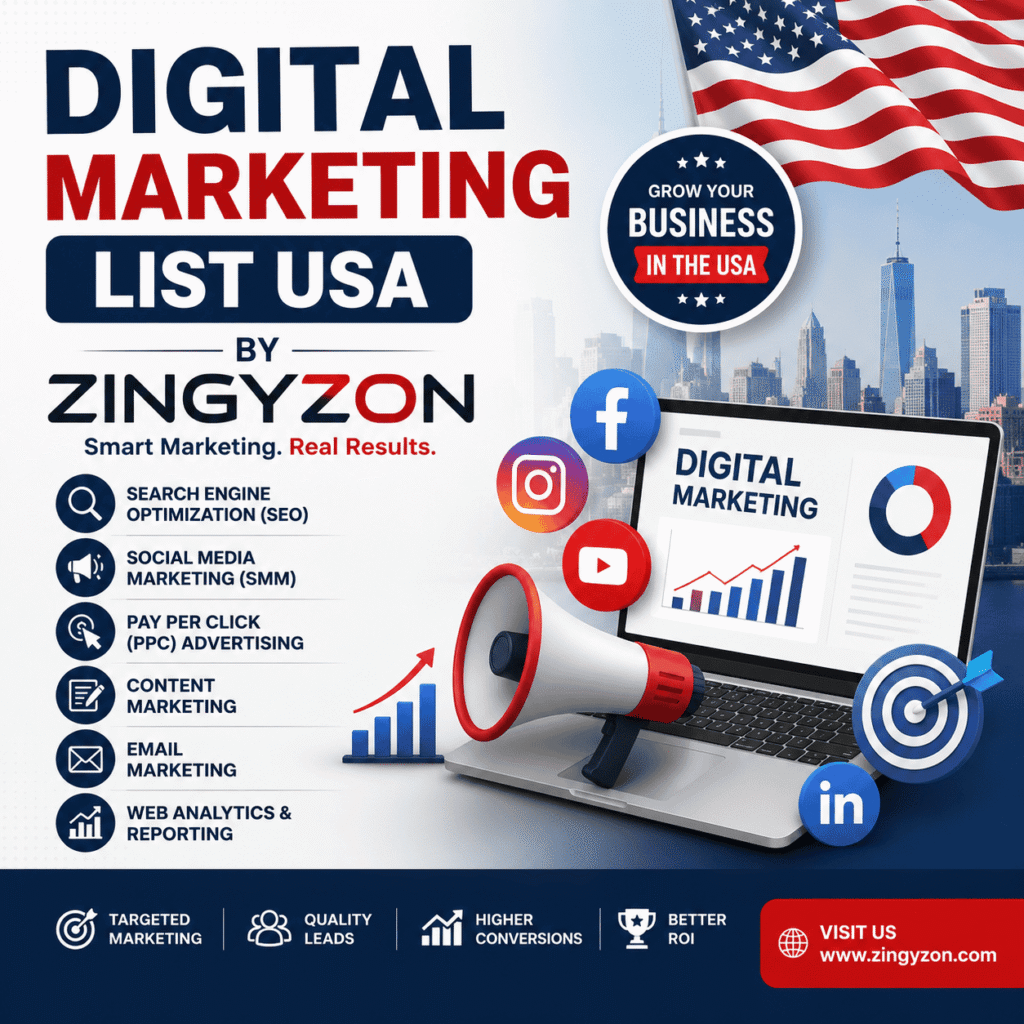 Digital marketing list USA by Zingyzon