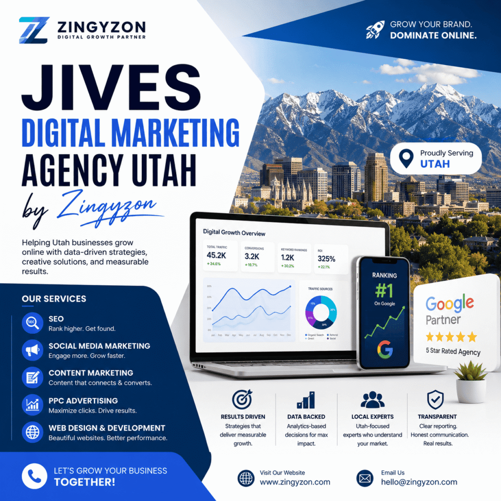 Jives digital marketing agency utah by Zingyzon
