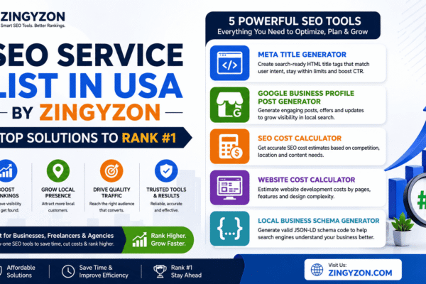 SEO Service List in USA by Zingyzon | Top Solutions to Rank #1